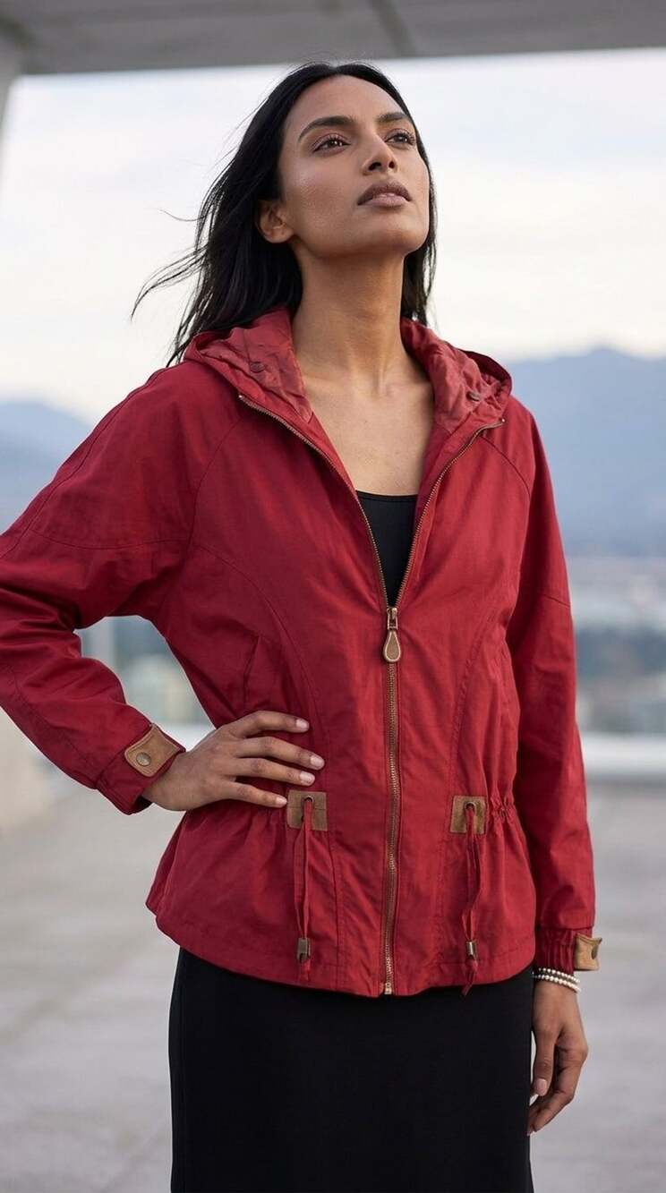 Red Full Zip Hooded Jacket